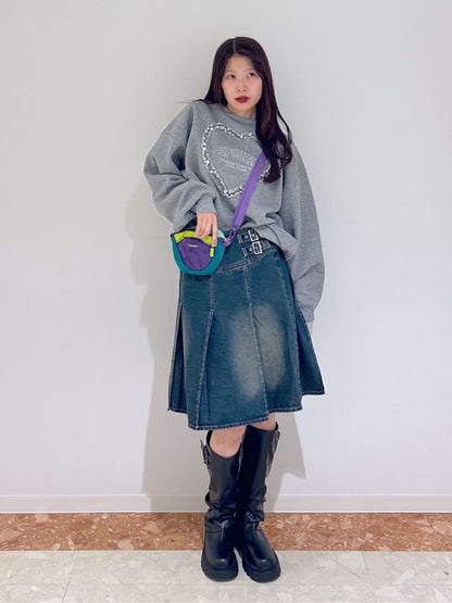 w closet 雙腰帶中長裙