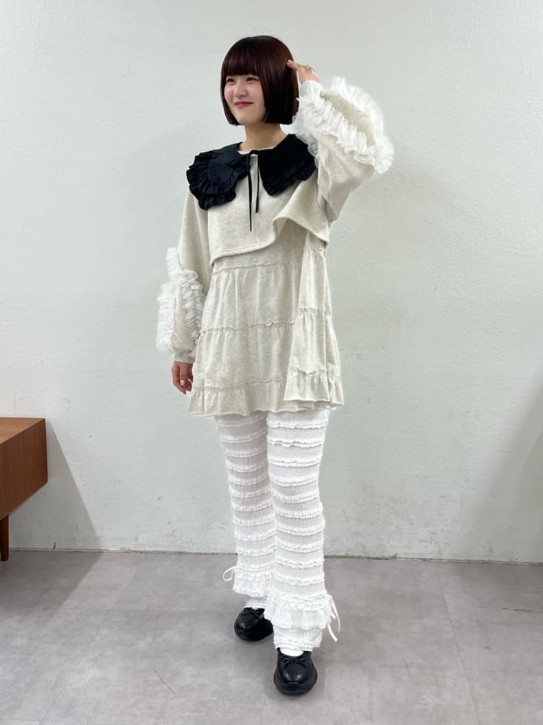 w closet 荷葉邊緞帶長褲