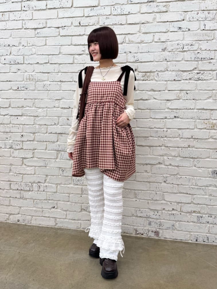 w closet 荷葉邊緞帶長褲