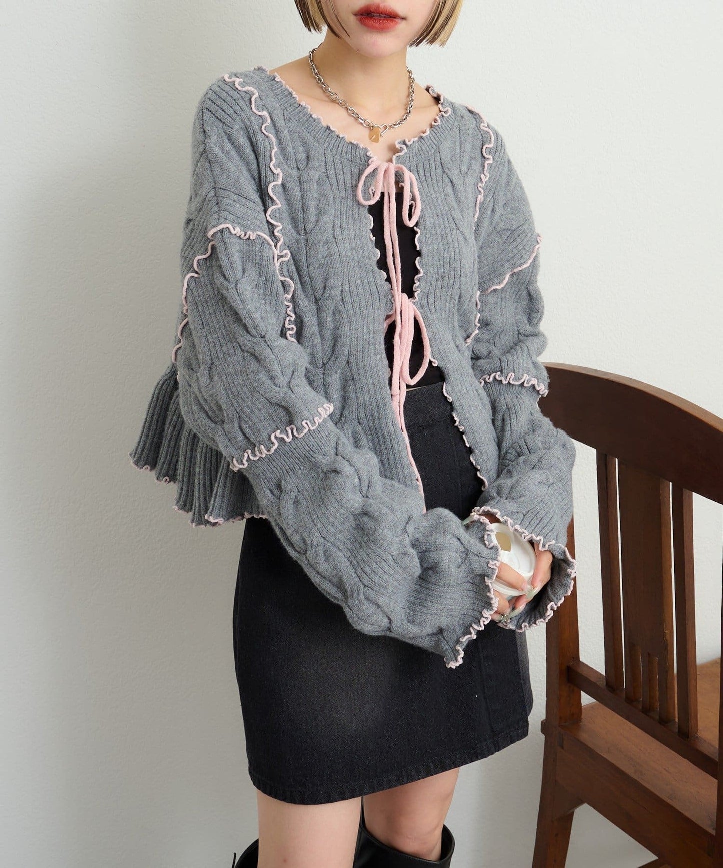 w closet 靚配色針織Cardigan