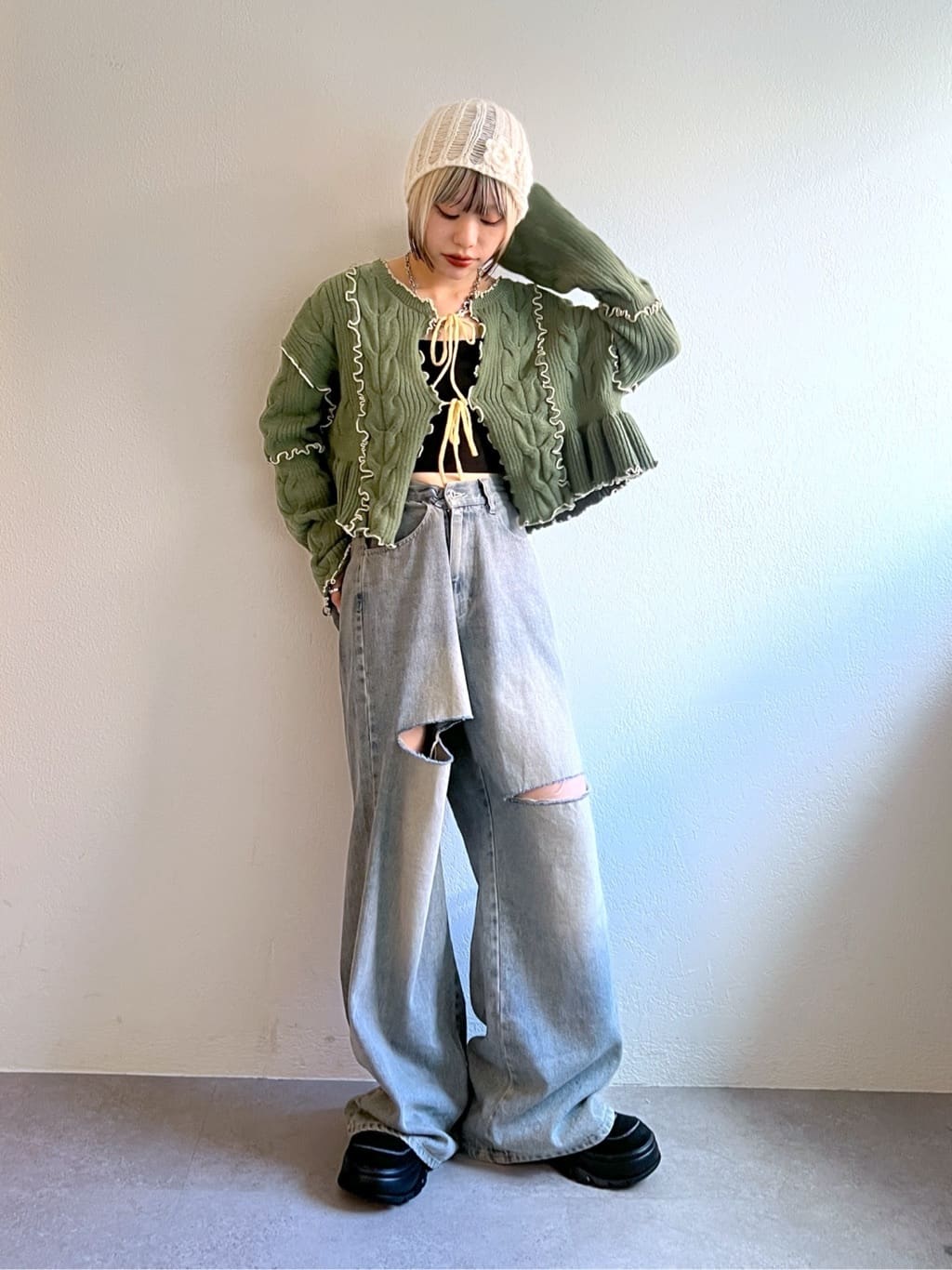 w closet 靚配色針織Cardigan