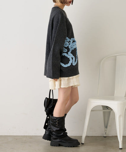 w closet Colored flower motif knit