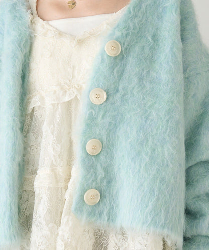 w closet MIX shaggy BIG button cardigan