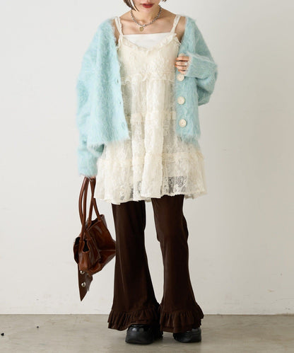 w closet MIX shaggy BIG button cardigan