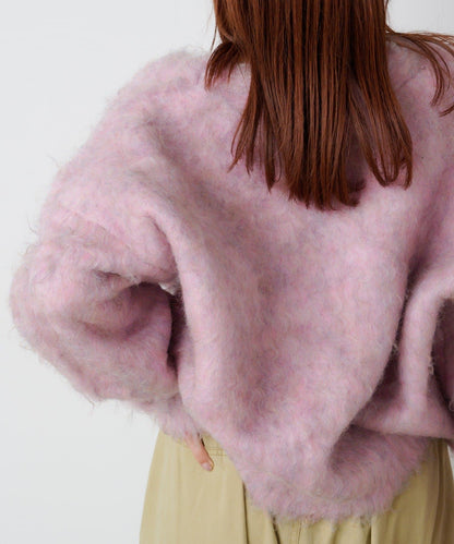 w closet MIX shaggy BIG button cardigan