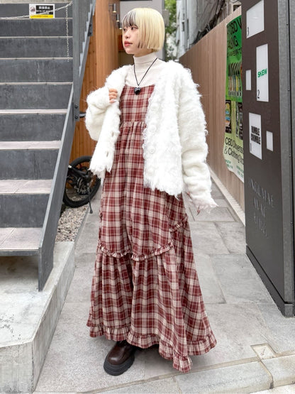 w closet MIX shaggy BIG button cardigan