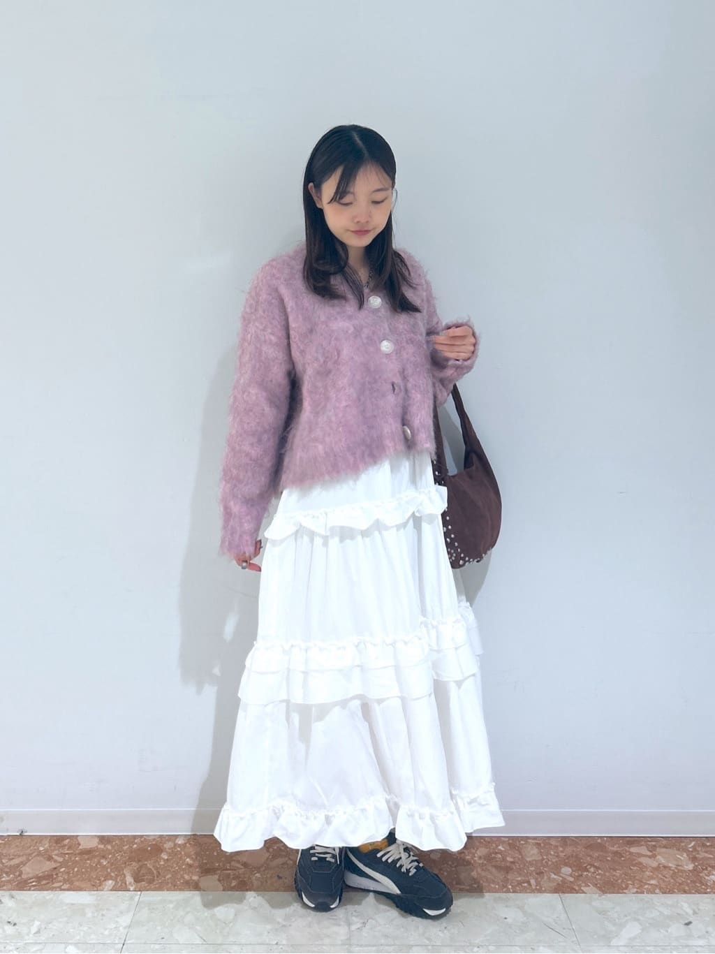 w closet MIX shaggy BIG button cardigan