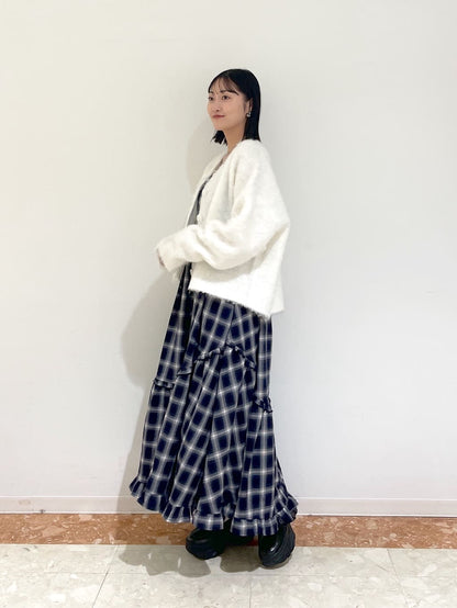 w closet MIX shaggy BIG button cardigan