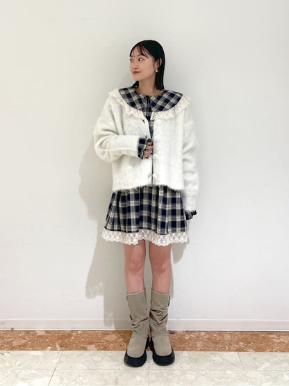 w closet MIX shaggy BIG button cardigan