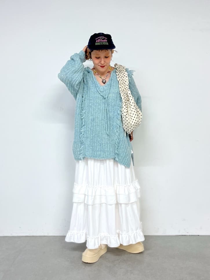 w closet 連帽流蘇混紡針織衫