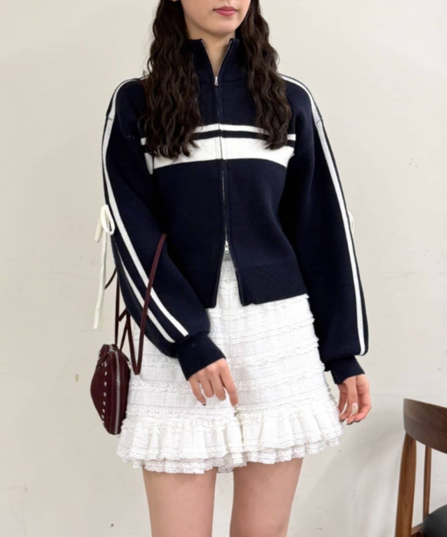 w closet Line knit ZIP blouson