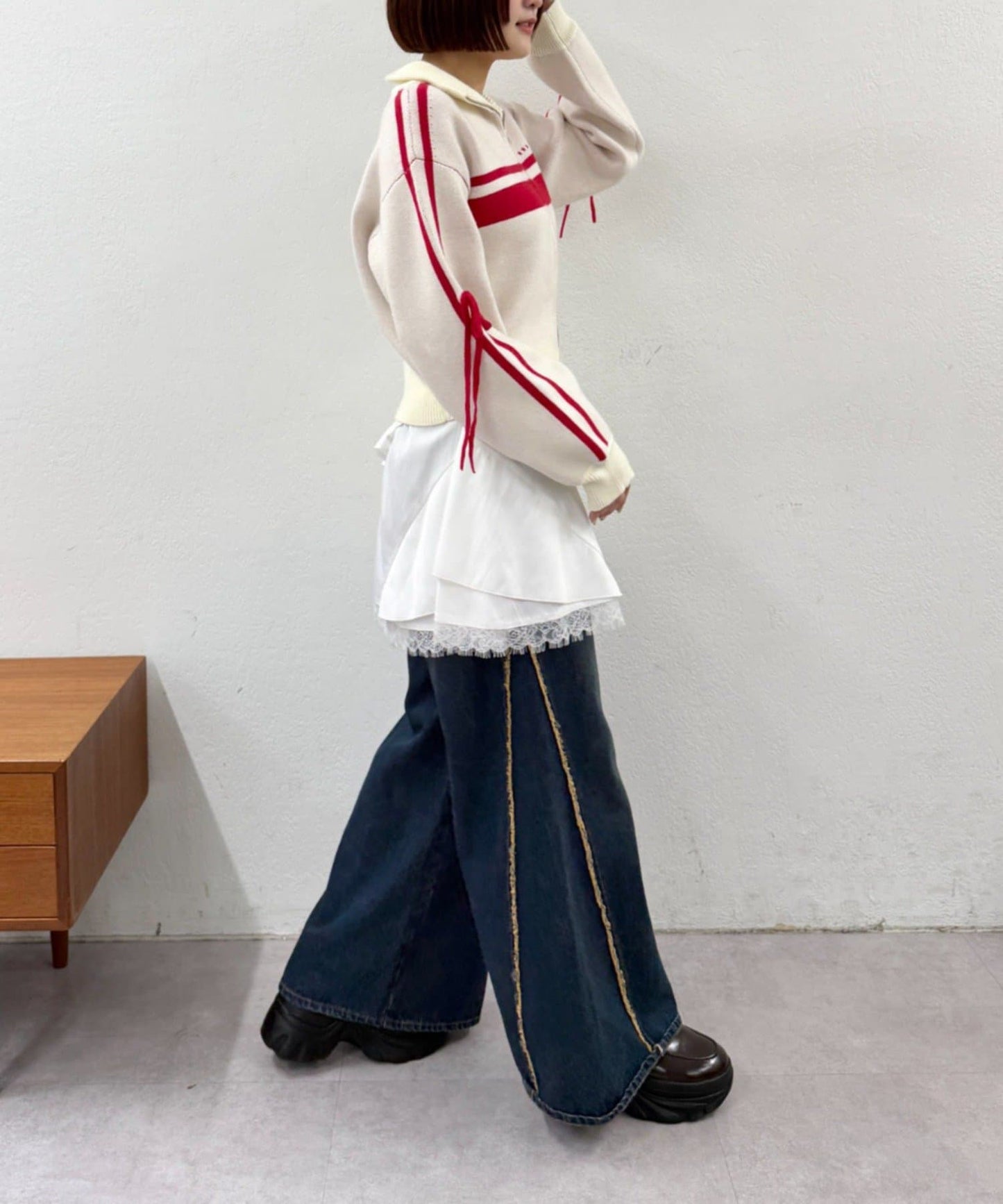 w closet Line knit ZIP blouson