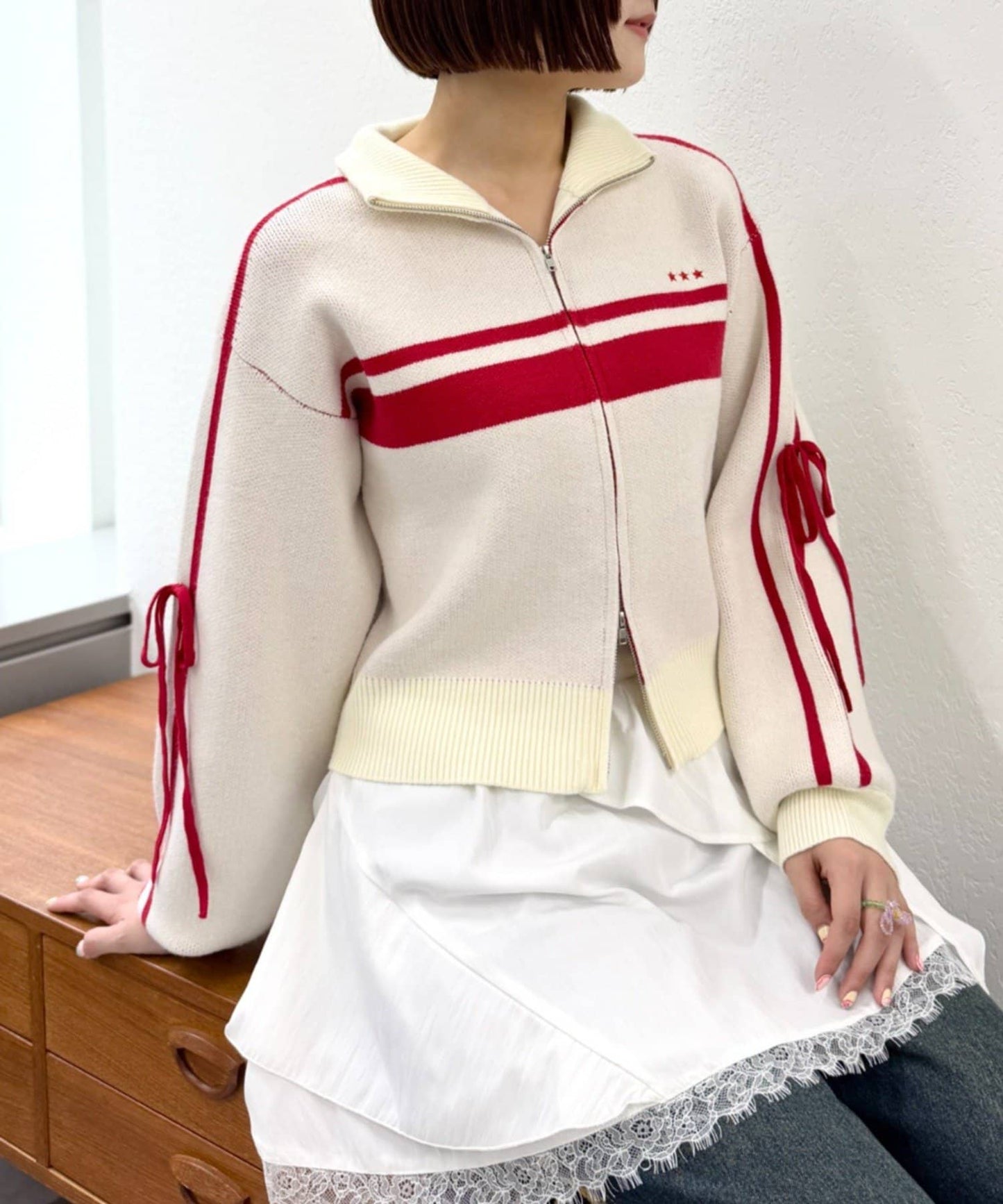 w closet Line knit ZIP blouson