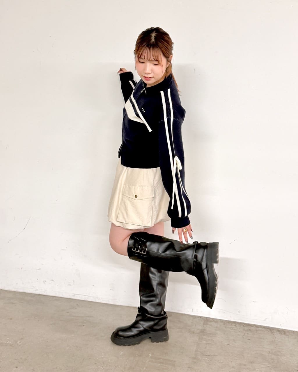 w closet Line knit ZIP blouson