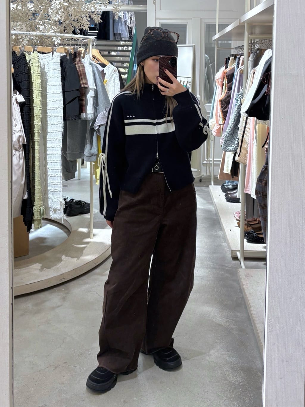 w closet Line knit ZIP blouson