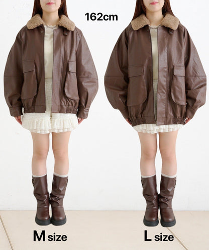 w closet 可拆毛毛領口仿皮外套