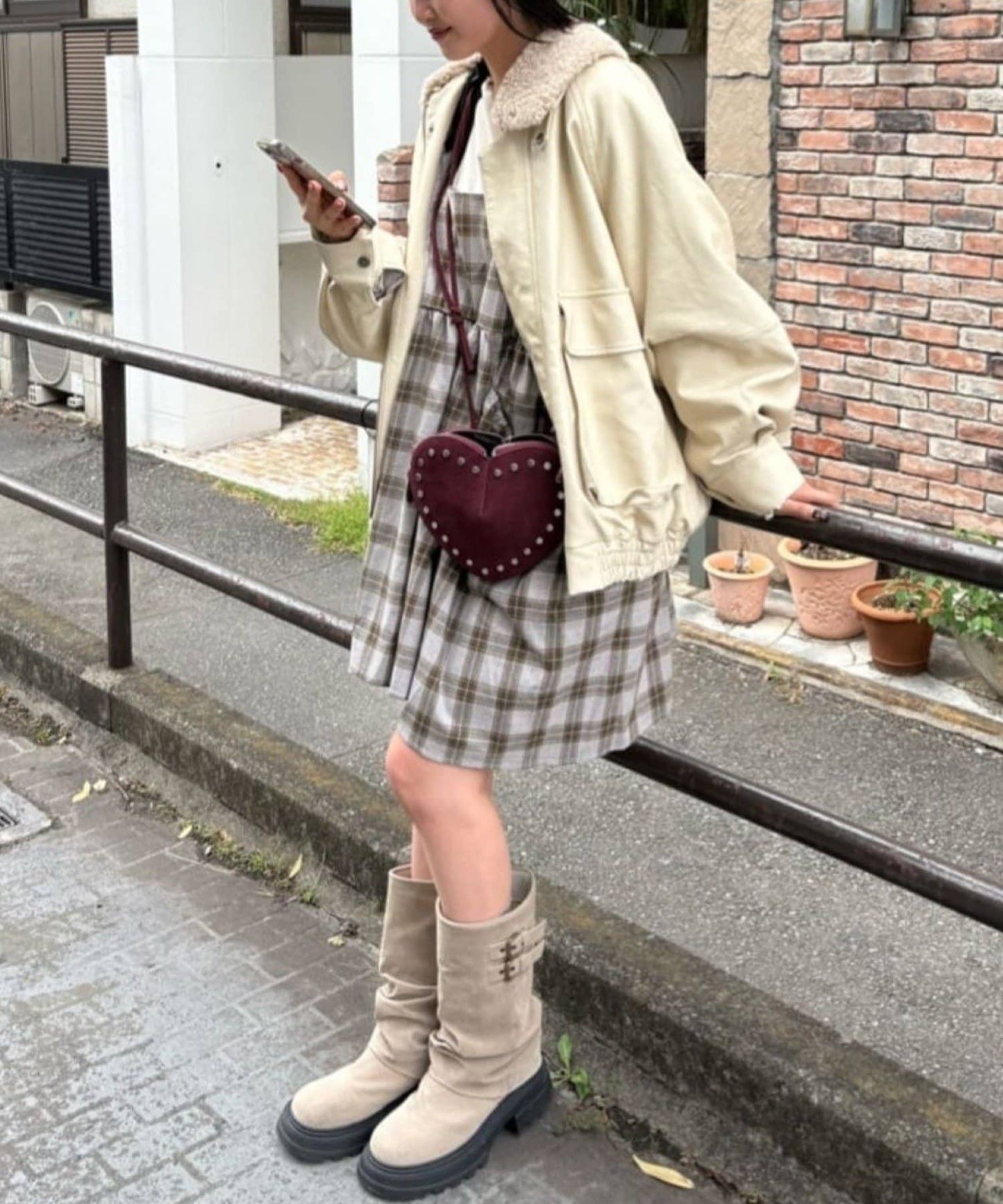 w closet 可拆毛毛領口仿皮外套