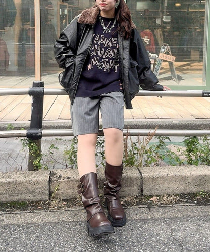 w closet 可拆毛毛領口仿皮外套