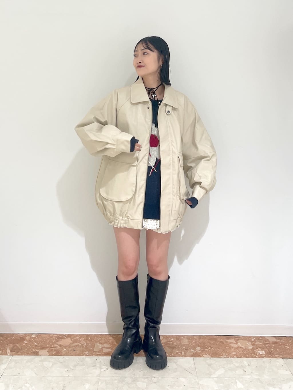 w closet 可拆毛毛領口仿皮外套