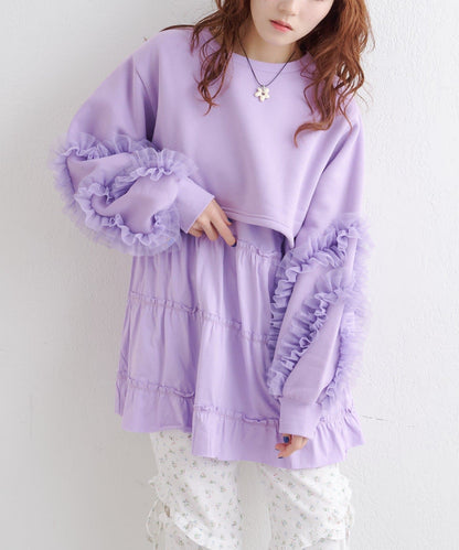 w closet 薄紗袖運動風ops