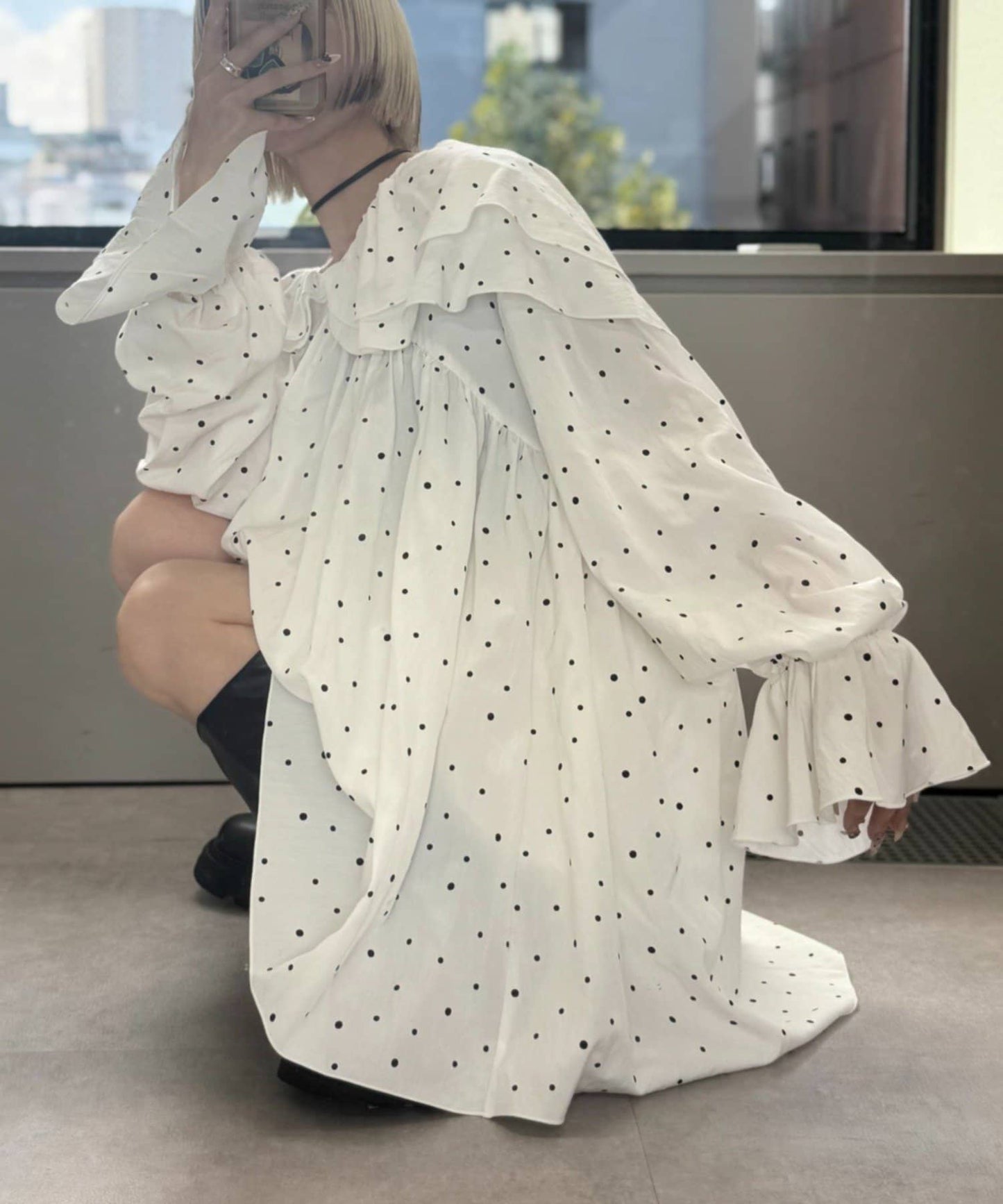 w closet 雙層荷葉邊束腰上衣 ♡