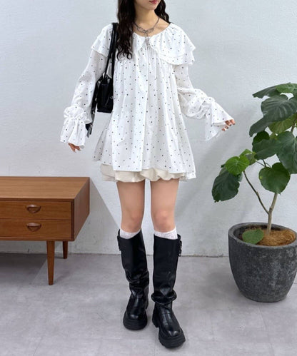 w closet 雙層荷葉邊束腰上衣 ♡