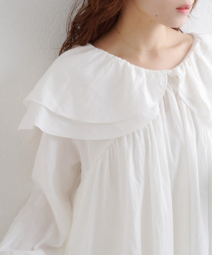 w closet 雙層荷葉邊束腰上衣 ♡