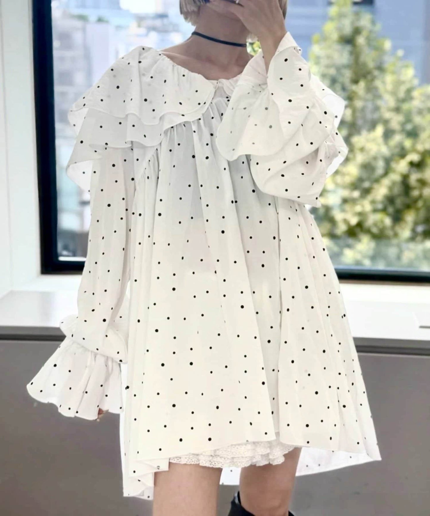 w closet 雙層荷葉邊束腰上衣 ♡