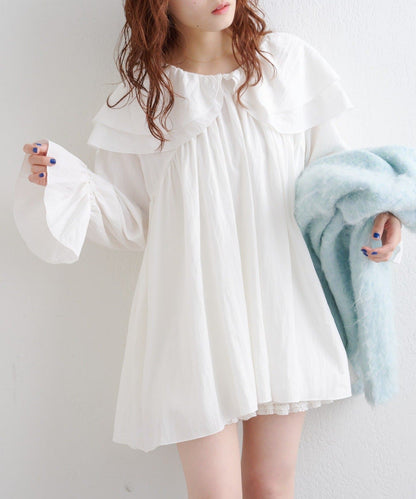 w closet 雙層荷葉邊束腰上衣 ♡