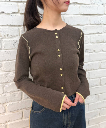 w closet 配色滾邊cardigan