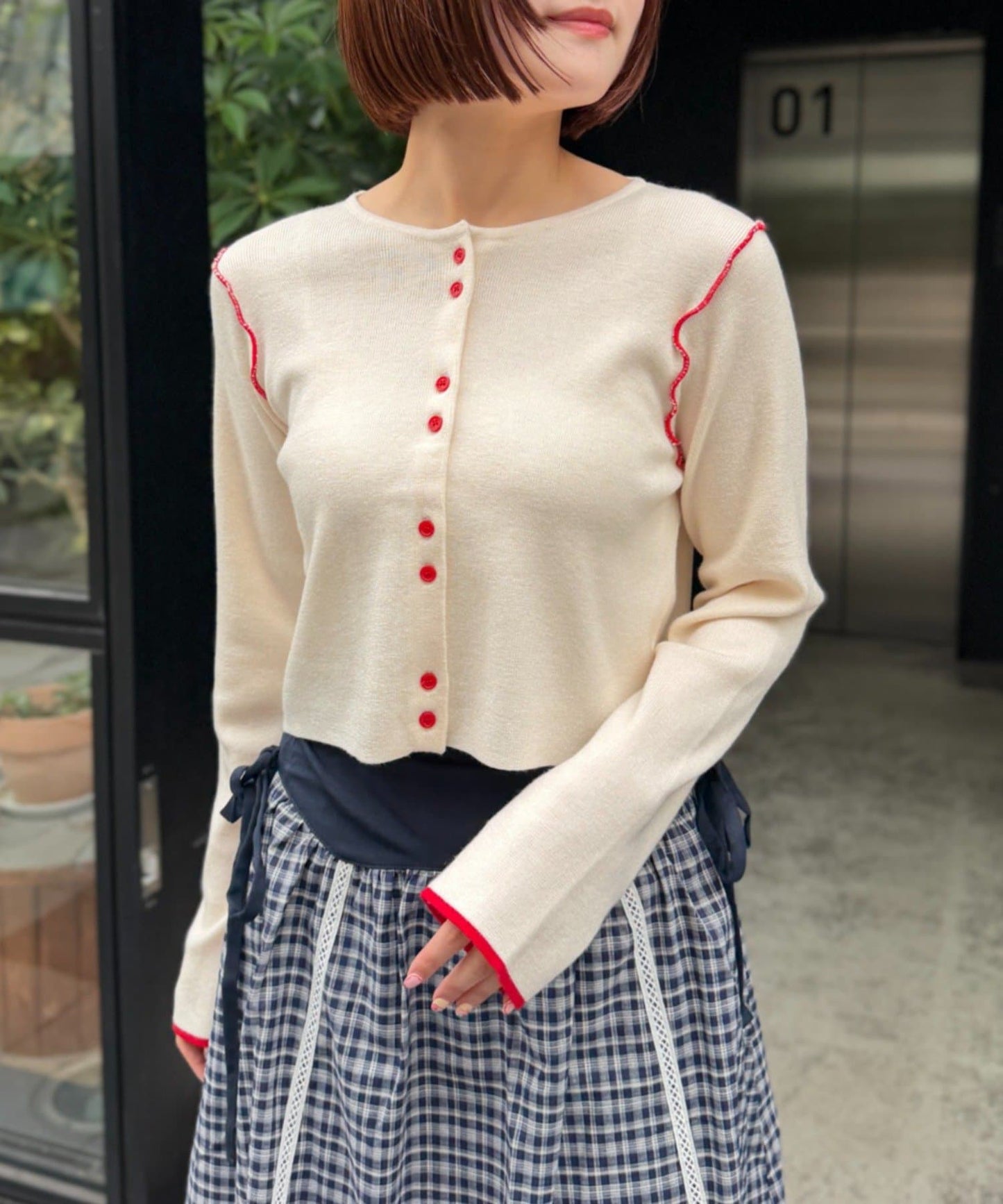 w closet 配色滾邊cardigan