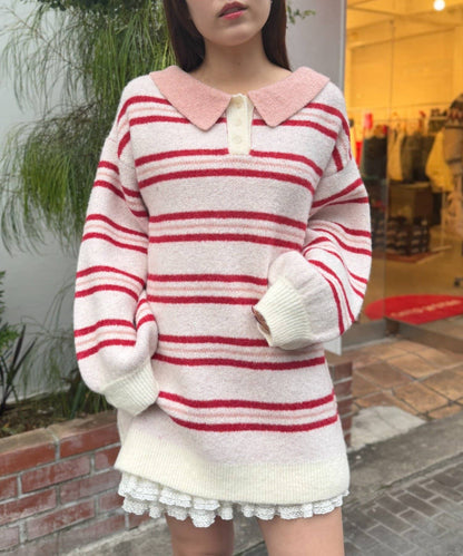 w closet 寬鬆條紋Knit