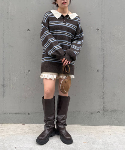 w closet 寬鬆條紋Knit