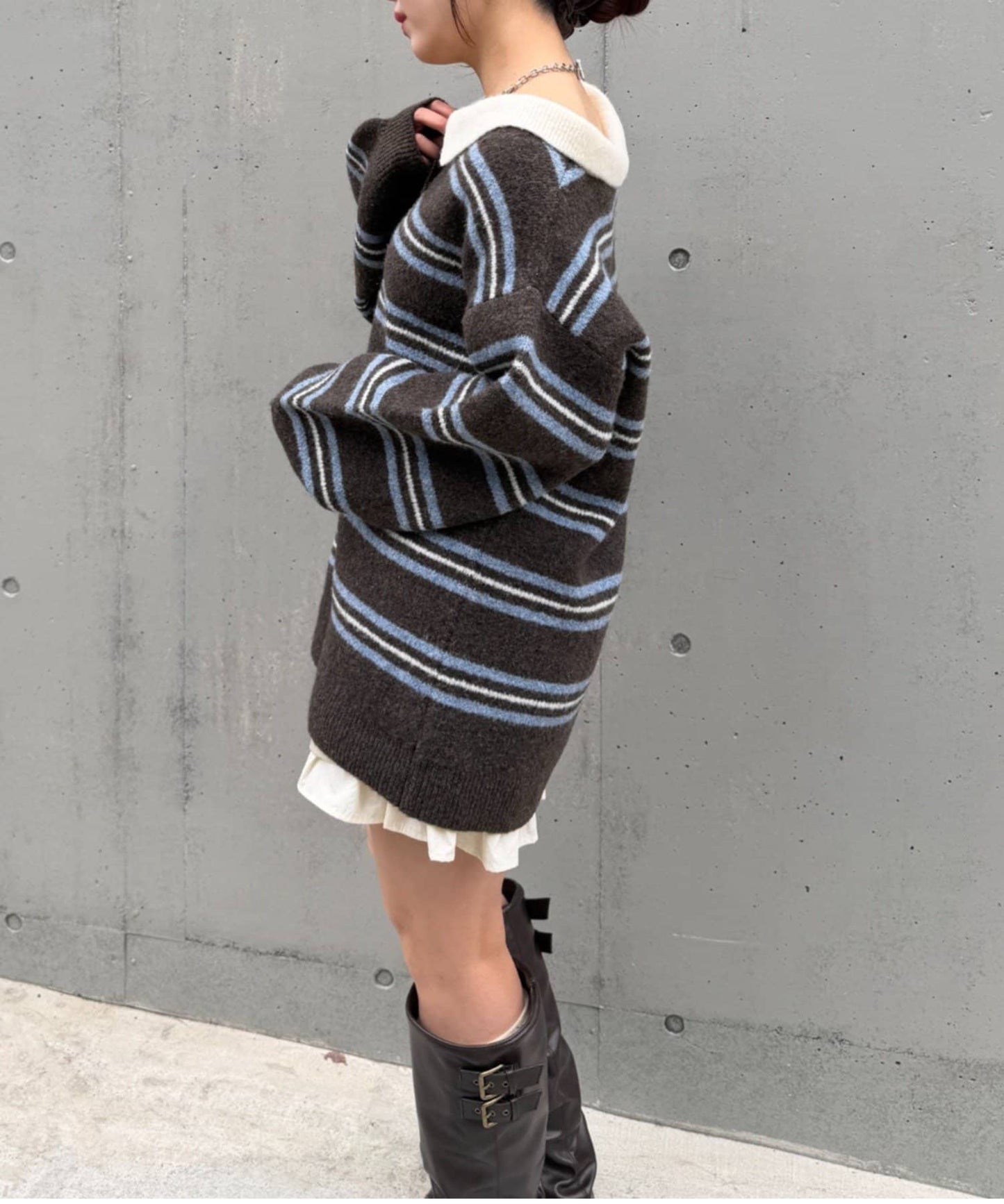 w closet 寬鬆條紋Knit