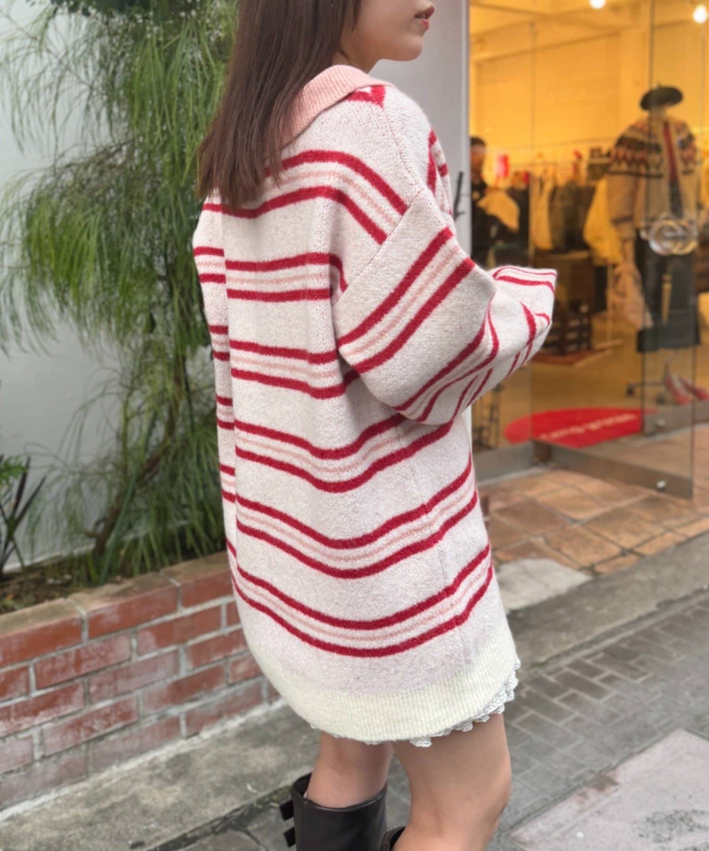 w closet 寬鬆條紋Knit