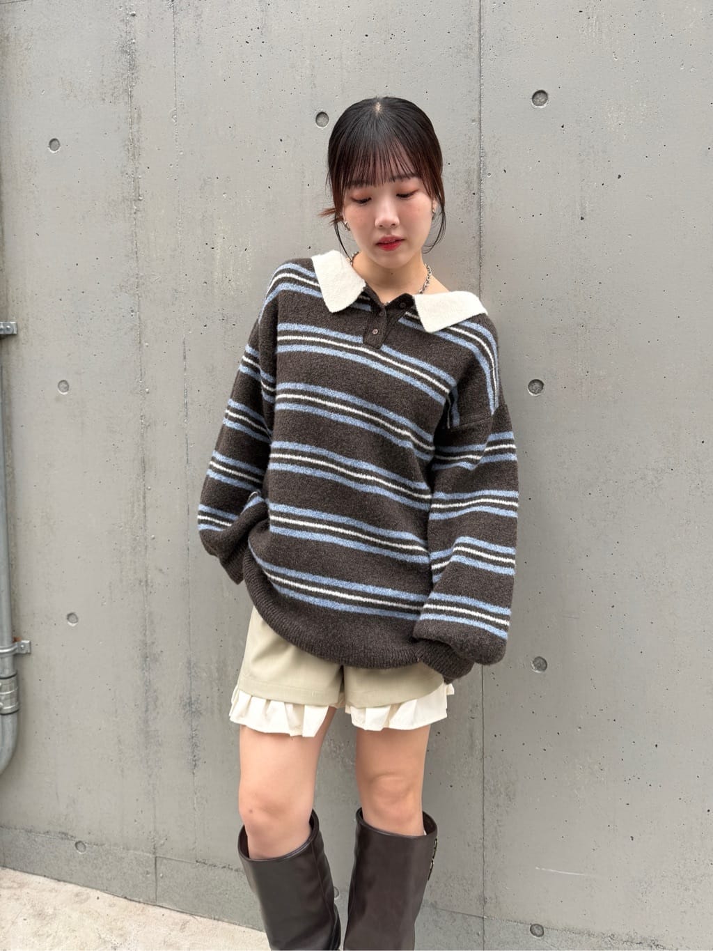 w closet 寬鬆條紋Knit