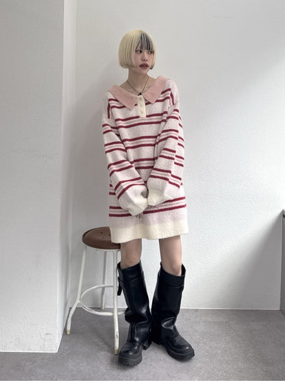 w closet 寬鬆條紋Knit