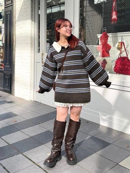 w closet 寬鬆條紋Knit