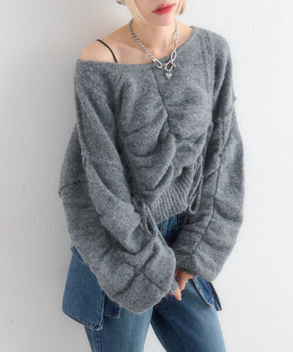 [實色Version] w closet 抽繩拼色針織