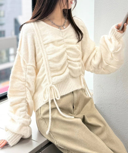 [實色Version] w closet 抽繩拼色針織