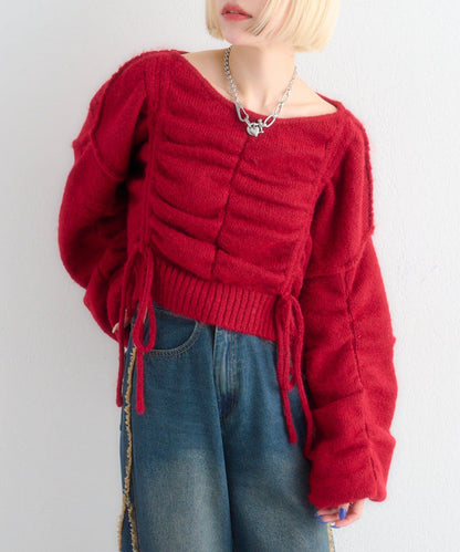 [實色Version] w closet 抽繩拼色針織