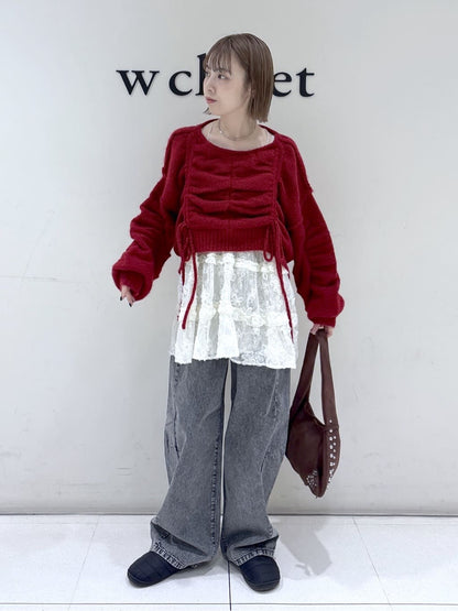 [實色Version] w closet 抽繩拼色針織