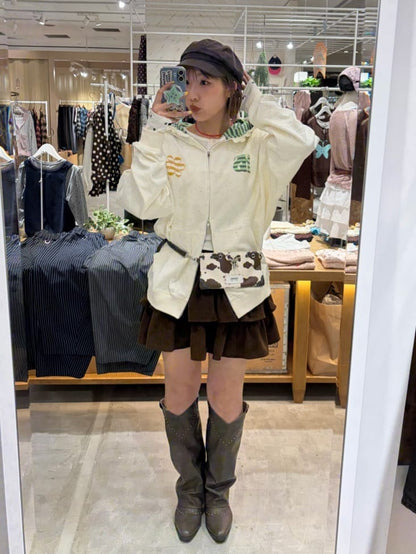 HELLO.SANFRANCISCO 橫紋Ruffle邊Double Zip Hoodie - Image 41