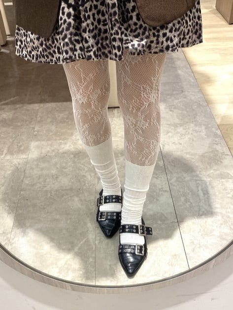 日本製 靴下屋 Lace flower tights