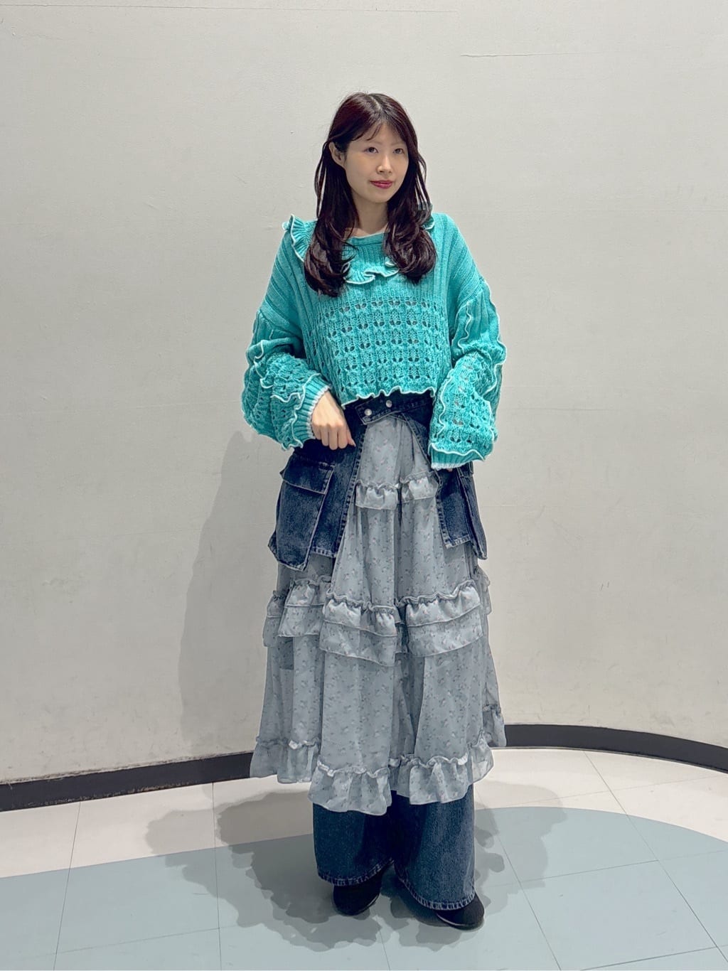 w closet 碎花多層吊帶ops