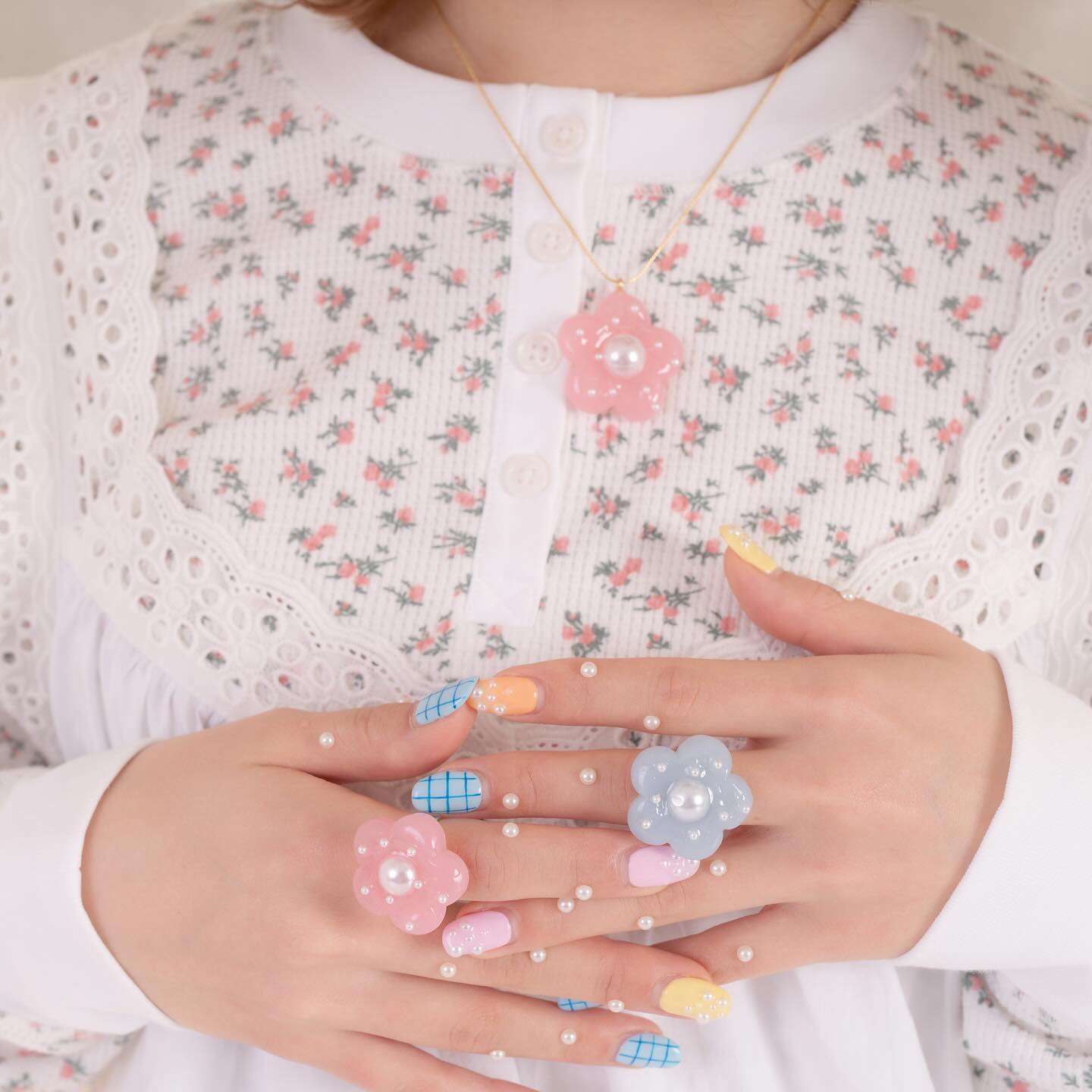 [現貨] Chaco ෆ⸒⸒ Flower pearl ring