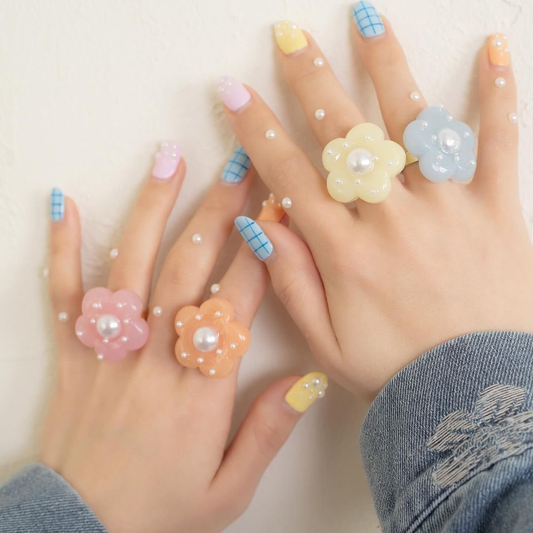 [現貨] Chaco ෆ⸒⸒ Flower pearl ring