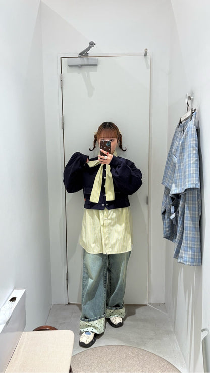 CIAOPANIC 褶皺袖條紋襯衫配TIE - Image 34