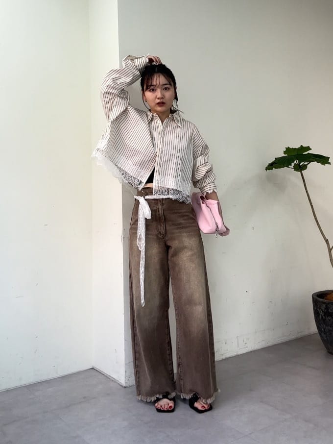 mystic 下擺Lace條紋Shirt - Image 66