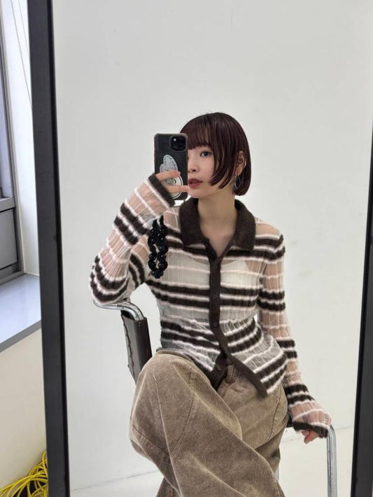 KBF sheer border feather knit